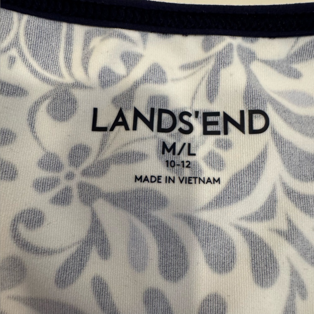 Lands End Beach Dress Sleeveless Nylon Floral Pool Cover Up Vacation M/L(10/12) - Picture 5 of 6